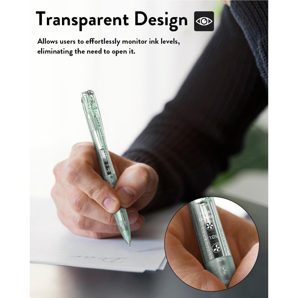 Four Candies 12Pack 0.5mm Black Ink Quick Dry Retractable Gel Pen Set, Cute Transparent Pastel Fine Point Note Taking Aesthetic lnk Pens, Comfort Grip Drawing Writing Office Home (Black)